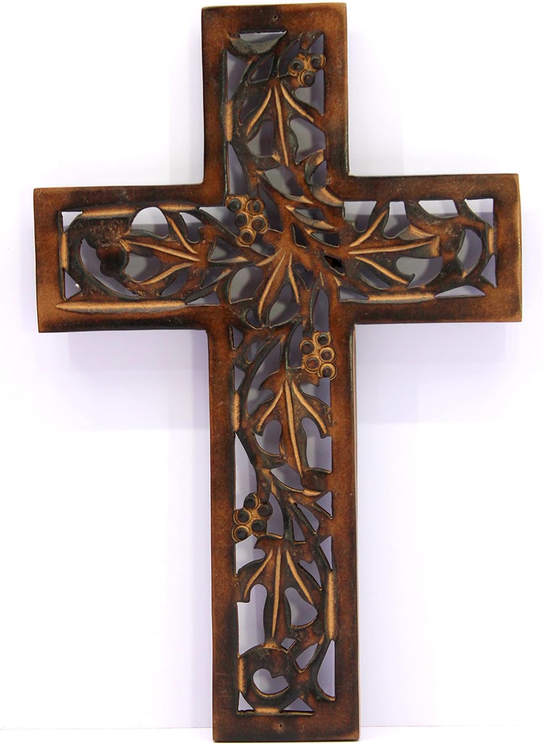 eSplanade Jesus Christ Cross Catholic Wooden Crucifix for Wall, Church Chapel | Home Decor | Wood - 12.25" Inches - Brown