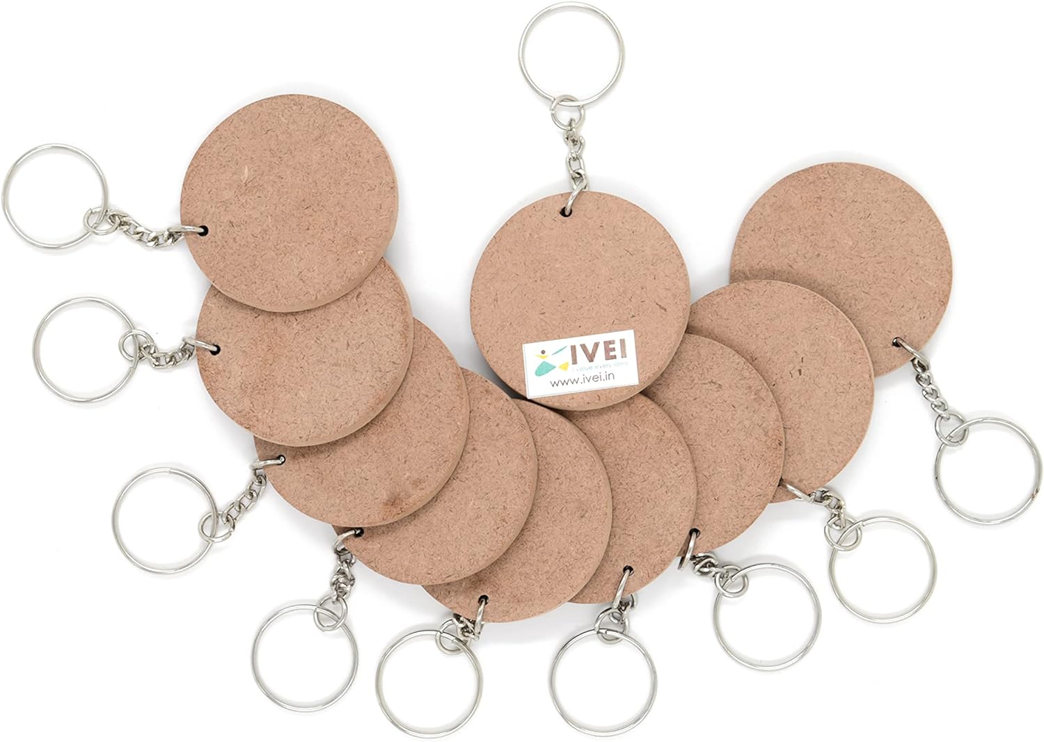 IVEI DIY MDF Key Chains Wood Sheet Craft - MDF Plain Square Shaped Key Chains for Painting Wooden Sheet Craft - Set of 20-2 in X 2 in for Decoupage MDF Plains, Resin Artwork & Decoration (Multi-shaped)