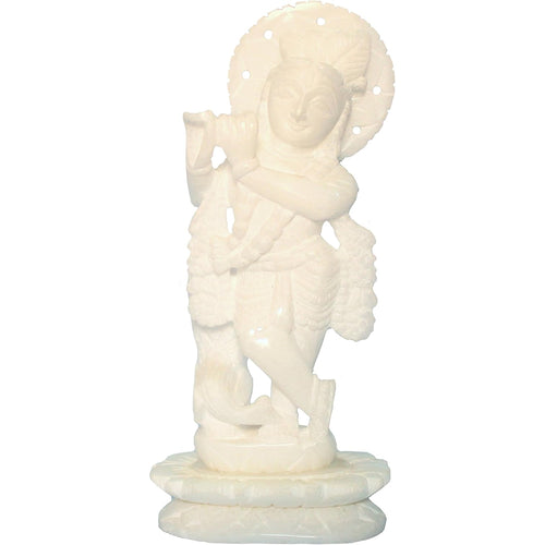 eSplanade - Lord Krishna Kishan Gopal Gopala Murti Idol Statue Sculpture - Marble Stone - White