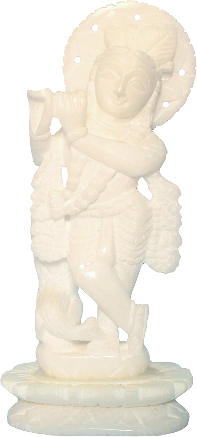 eSplanade - Lord Krishna Kishan Gopal Gopala Murti Idol Statue Sculpture - Marble Stone - White