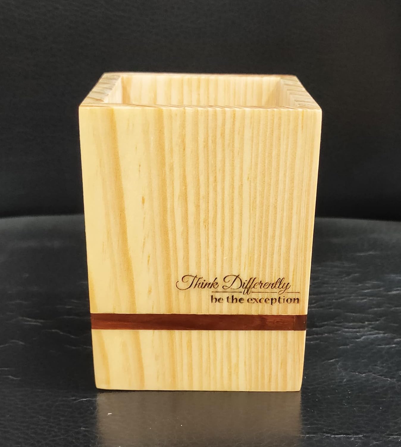 IVEI Pine Wood Penstand,Mouse Pad, Paper Weight Combo - Customised Work from Home Gift Set/ Customized Desk Organiser - with Name or Logo Engraving