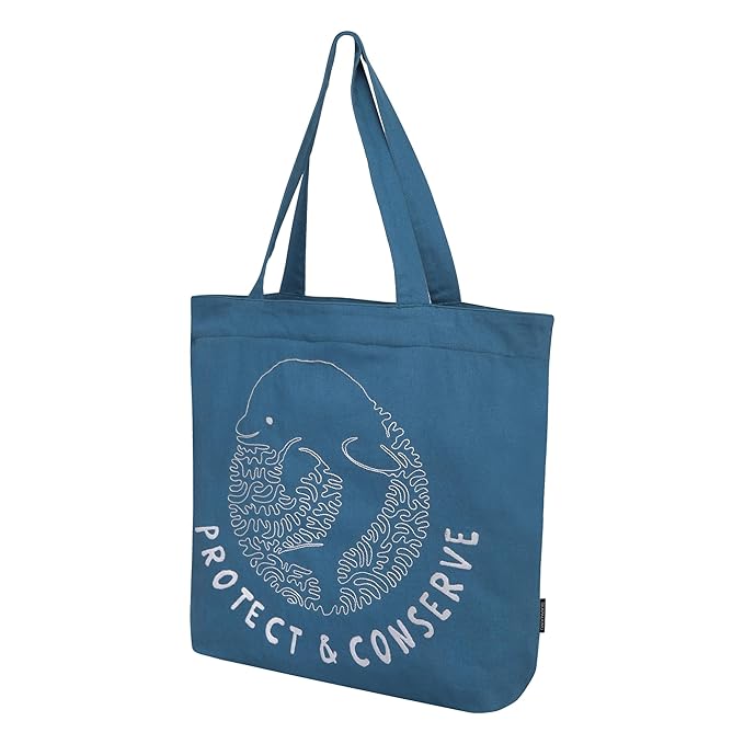 SKAPADORO Canvas Big Zip Handbag Tote,100% Cotton, Inner pocket, Unisex Embroidered Comfortable Bag for Travel Office Beach Shopping, Easy to Wash Trendy Everyday Shoulder Bag