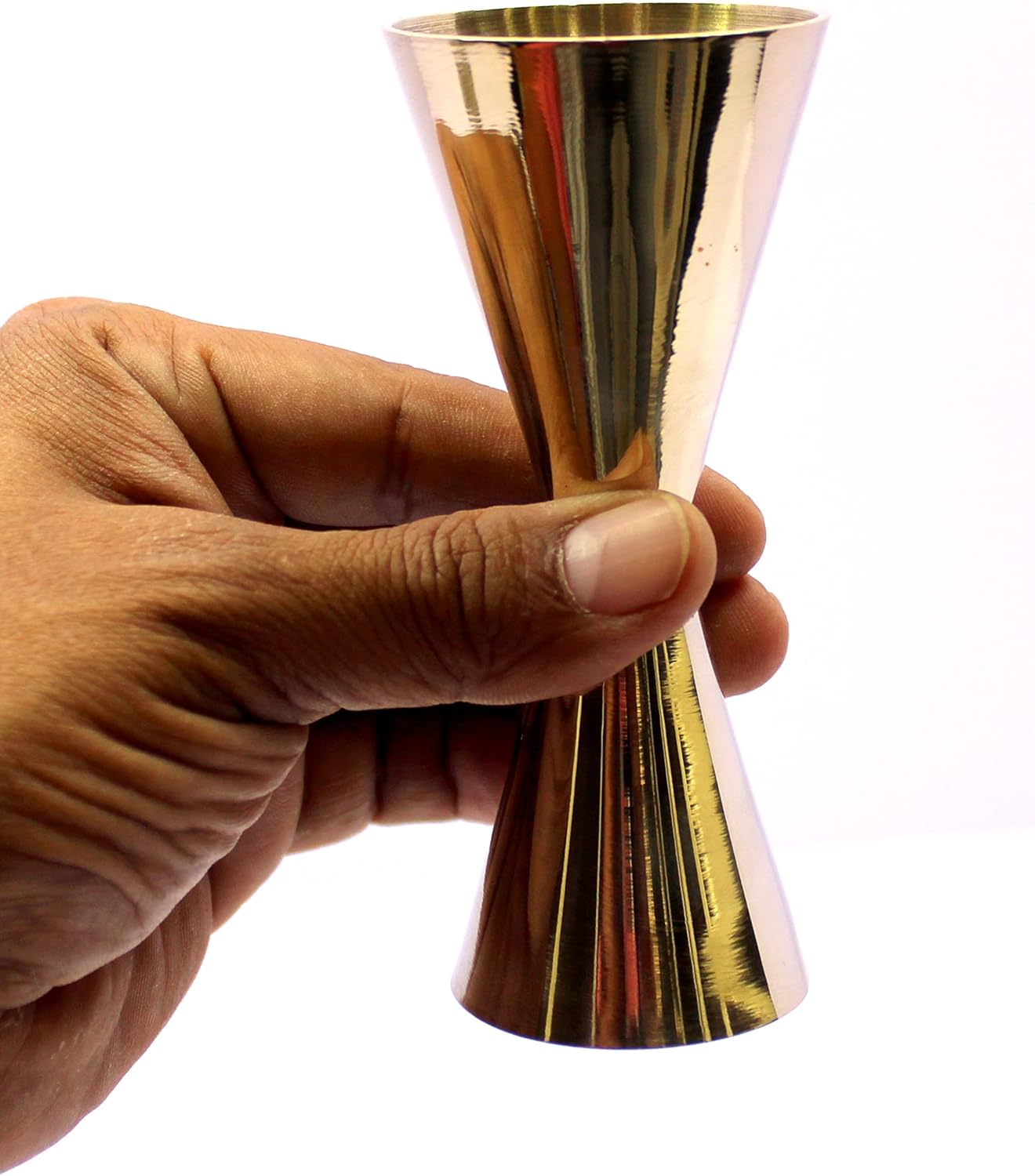 eSplanade Brass Liquor Peg Measuring Glass Jigger Bar Tool - Double Sided - 30 and 60 ml - Silver & Golden Engraved (Double Sided)