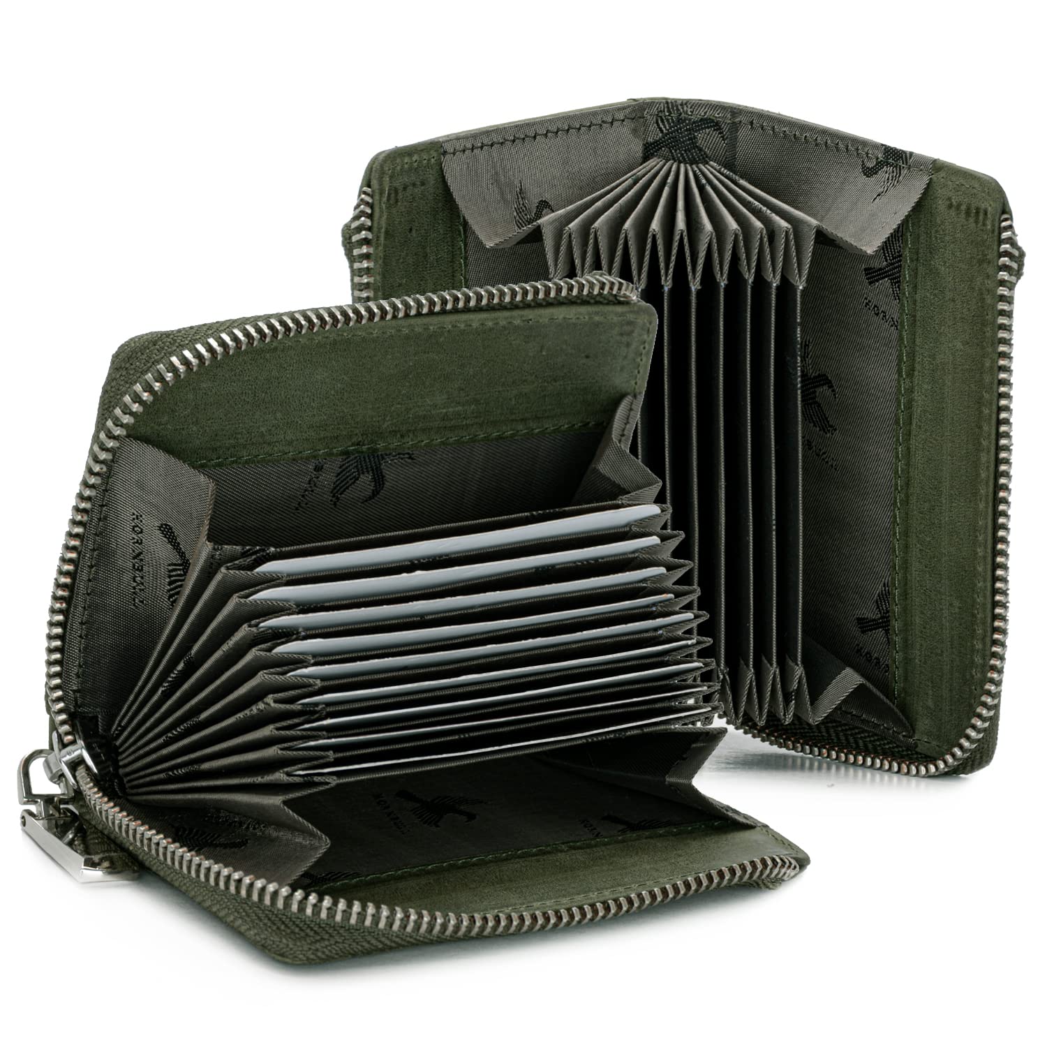 HORNBULL Fleming Green RFID Blocking Leather Wallet for Men | Vertical Credit Debit Card Holder