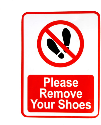 eSplanade Please Remove Your Shoes | No Shoes Allowed Sign Sticker Decal - Easy to Mount Weather Resistant Long Lasting Ink (Size 7.5" x 5.5") - for Office, Factory, Ships, Factory, Business etc