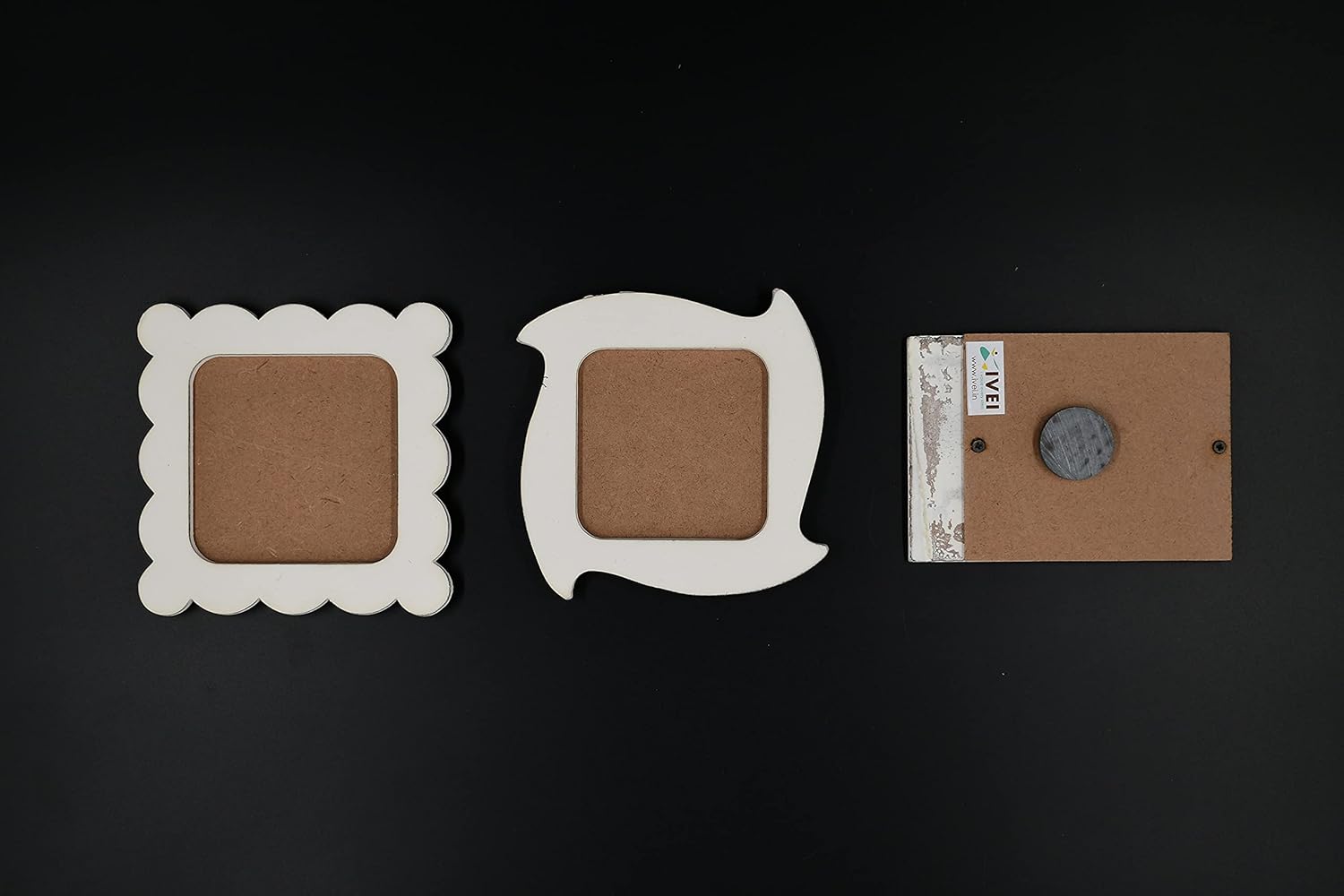 IVEI DIY Rectangle Photo Magnets -Plain MDF Photo Frame Fridge Magnet Blanks Cutouts - Rectangle Shaped Magnets for Painting Wooden Sheet Craft, Decoupage, Resin Art Work & Decoration