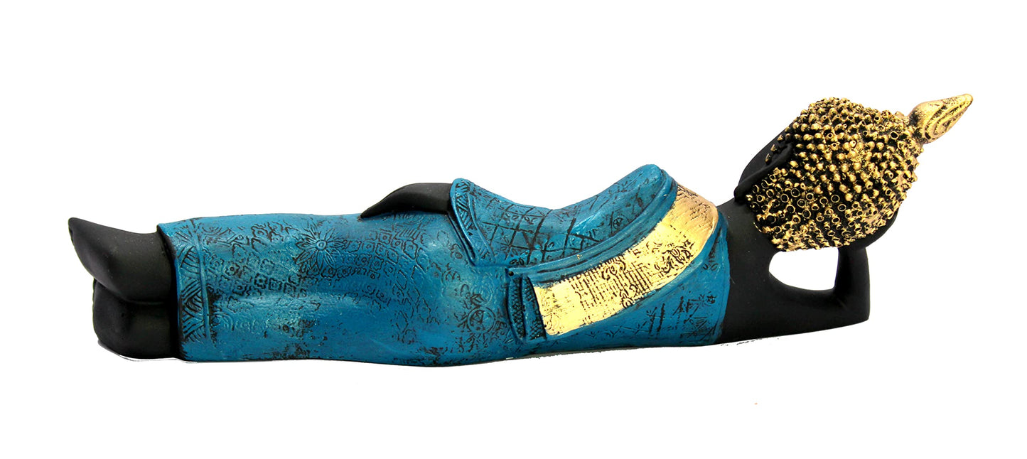 eSplanade Reclining Buddha Statue for Home Decor | Resin Sleeping Buddha Showpiece for Living Room, Meditation, Office Table or Desk, Car, Shelf | Tibetan Buddhist Gift | Zen Idol & Figurine | Blue