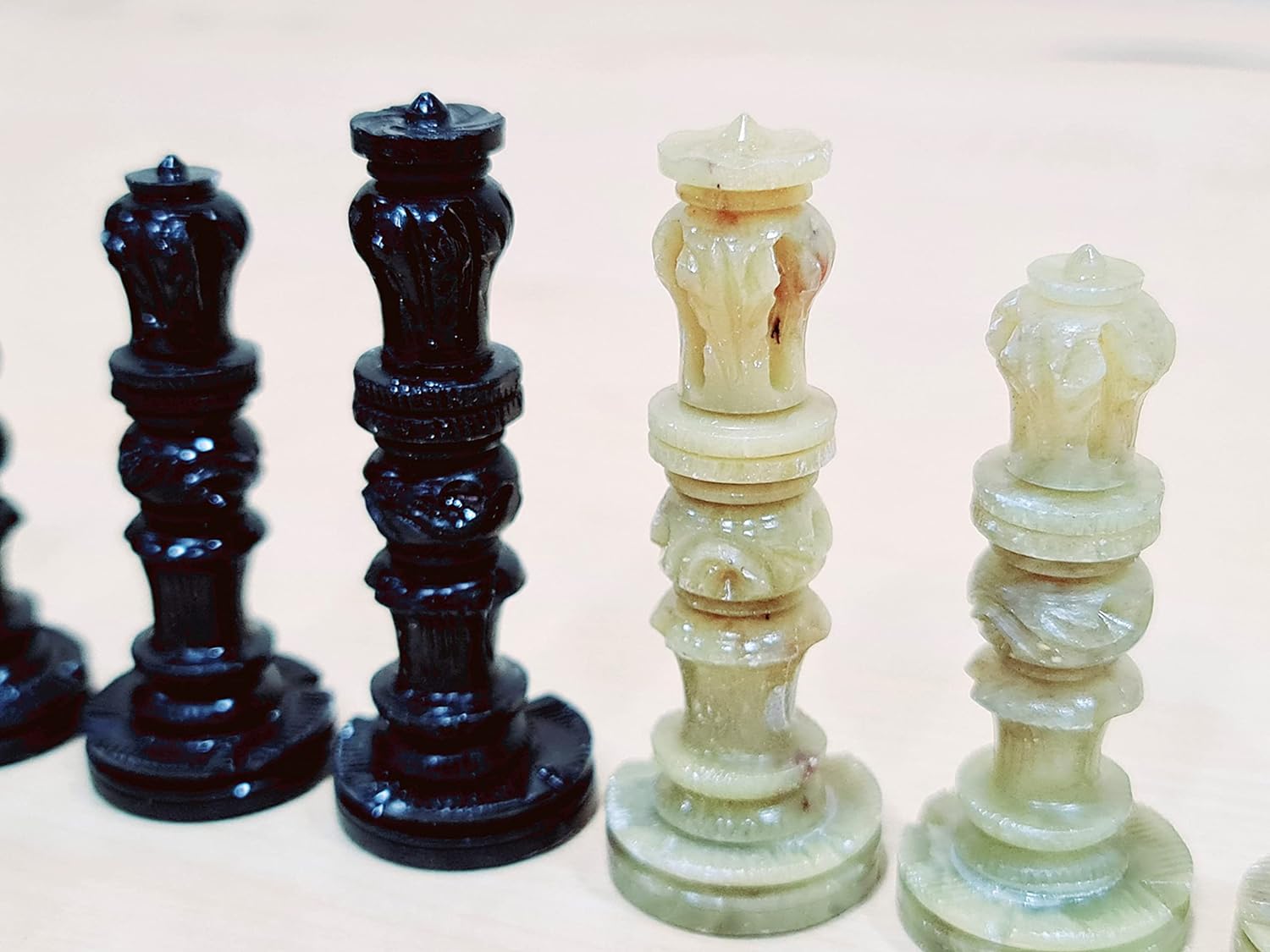 StonKraft - Natural Stone Chess Pieces Chessmen Chess Coins (3" King) | Chess Accessories | Board Games