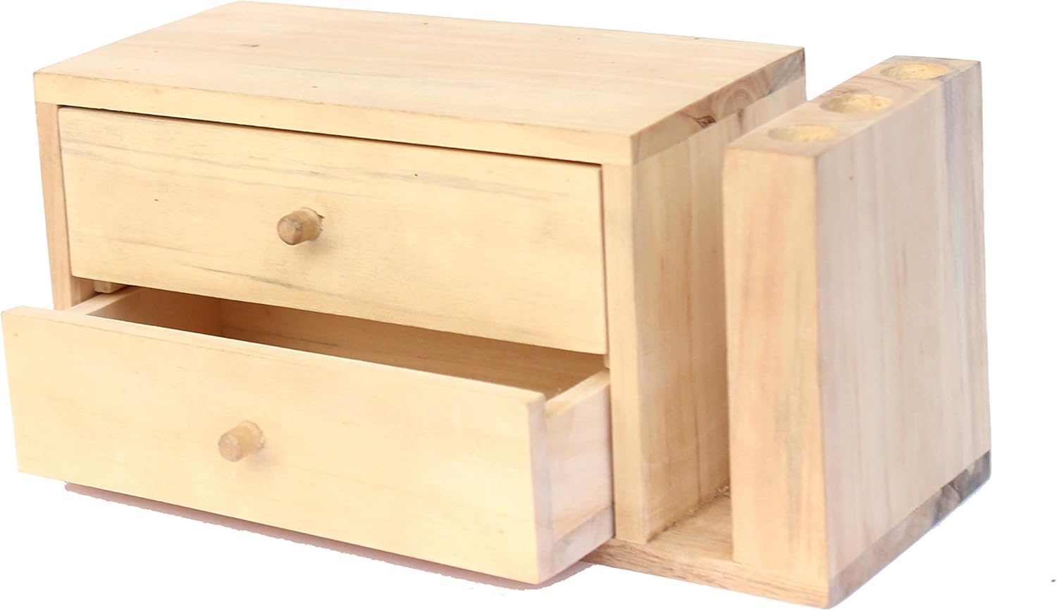 IVEI Sleek Pine Wood Rectangular Pen Stand for Father - Pen/Pencil Holder - Minimalistic Office Desk Organizer with Quote - Wooden Stationery Holder for Office and Study Table - Unique Budget Gifts