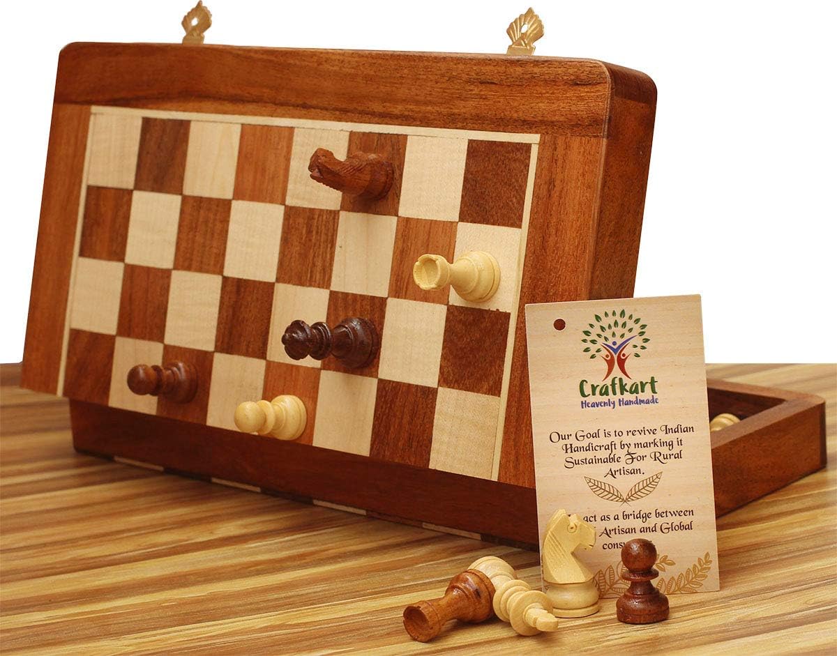 10.5 Inch Magnetic Travel Chess Set with Chessmen Storage | Folding Chess Board with Extra Queen | Lightweight Educational Toys | Beginner Chess Set for Kids and Adults | Best Gift for Chess Lover