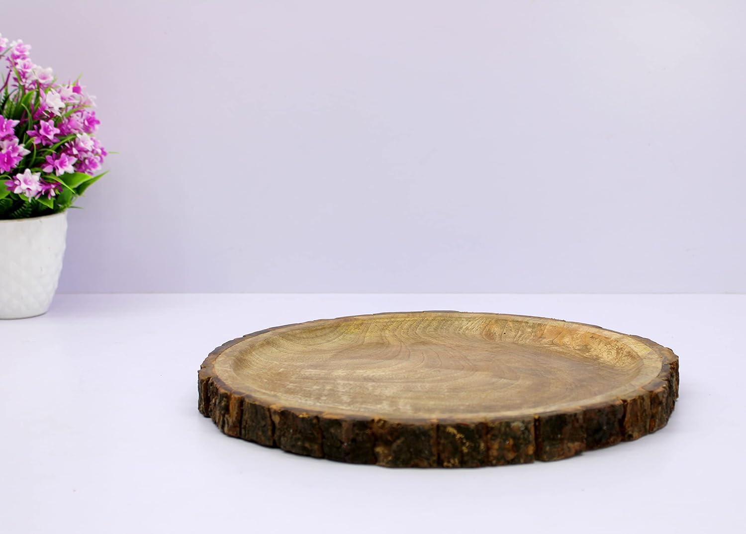 KLEO Serving Tray Platter Dish for Home and Kitchen Tableware Serveware - Wooden - 12" & 16" Diameter - Brown