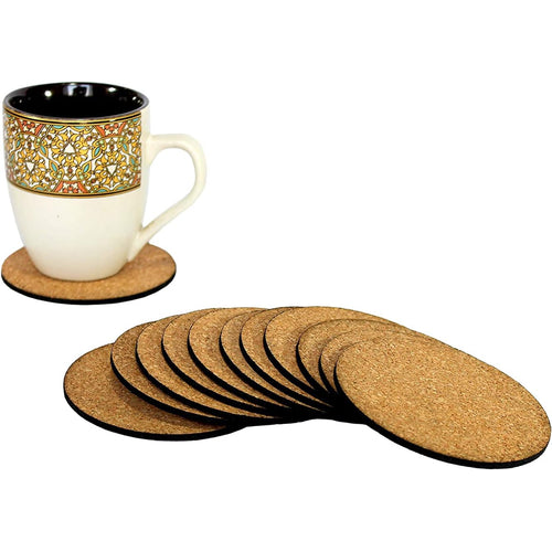 KLEO - Bar Beer Coffee Cork Coasters Set (Set of 12) & (Set of 6) - Long Lasting, Heat Resist, Absorbs Spilled Liquid, Non Slippery and Scratch Free