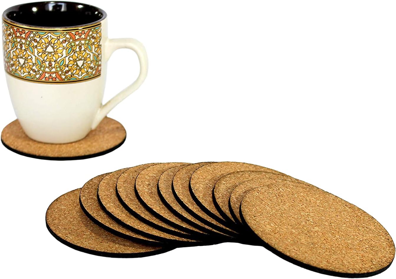 KLEO - Bar Beer Coffee Cork Coasters Set (Set of 12) - Long Lasting, Heat Resist, Absorbs Spilled Liquid, Non Slippery and Scratch Free