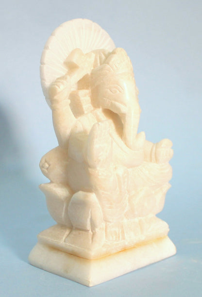 StonKraft 7" White Indian Marble Stone Pooja Puja Ganesh Ganesha Ganpati Ganapati Murti Idol