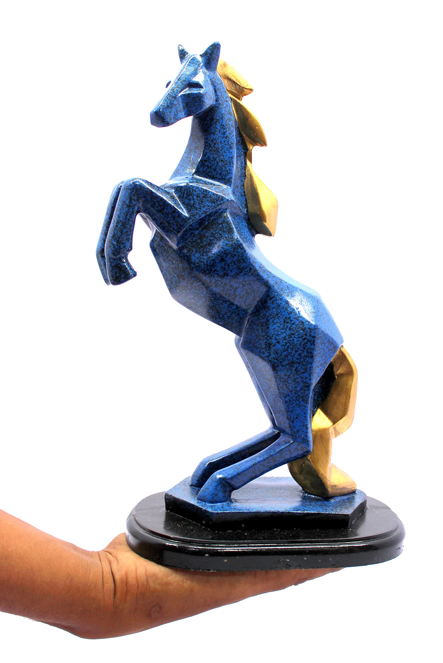 eSplanade Resin Uplifted Legs Horse Rearing Horse Standing Horse Showpiece Sculpture Figurine - Blue - 12" Inches