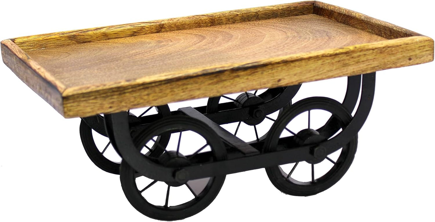 eSplanade Cart Shaped Serving Platter Tableware Serve-ware for Home and Kitchen | Wood - 11.5" Inches - Brown