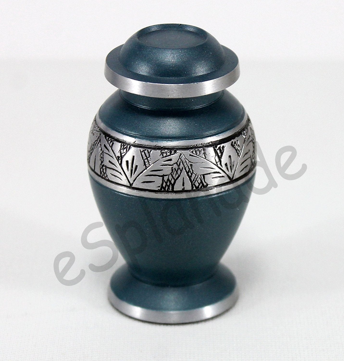 eSplanade Metal Mini Cremation Urn Keepsake Memorial Jar Pot Container | Small Urn for Funeral Ashes Burial | Engraved Metal Keepsake | Navy Blue - 3" Inches