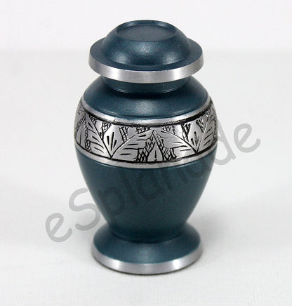 eSplanade Metal Mini Cremation Urn Keepsake Memorial Jar Pot Container | Small Urn for Funeral Ashes Burial | Etched Pattern Metal Keepsake | Grey - 3" Inches