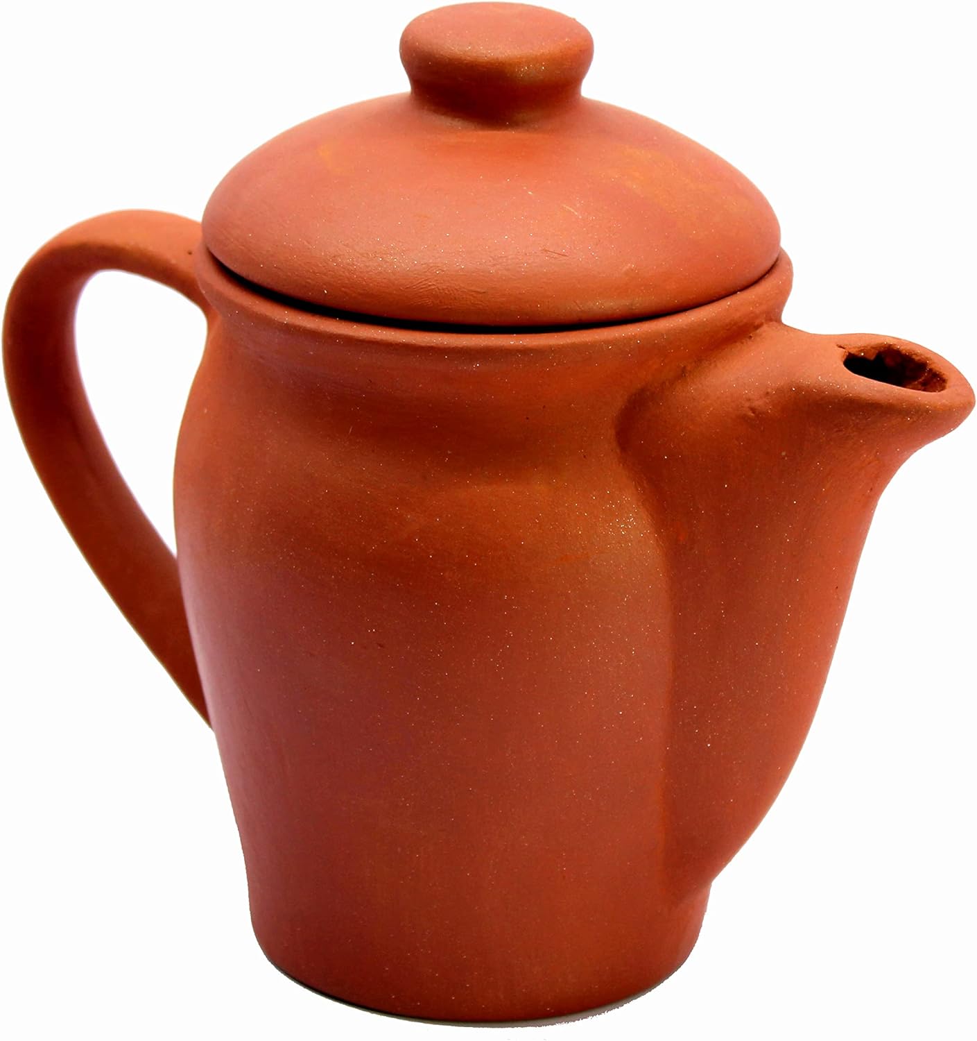 KLEO Terracotta Clay Water Jug Earthenware Pot Kettle - Brick Red - 750 ml - 9.5" Inches (Height)