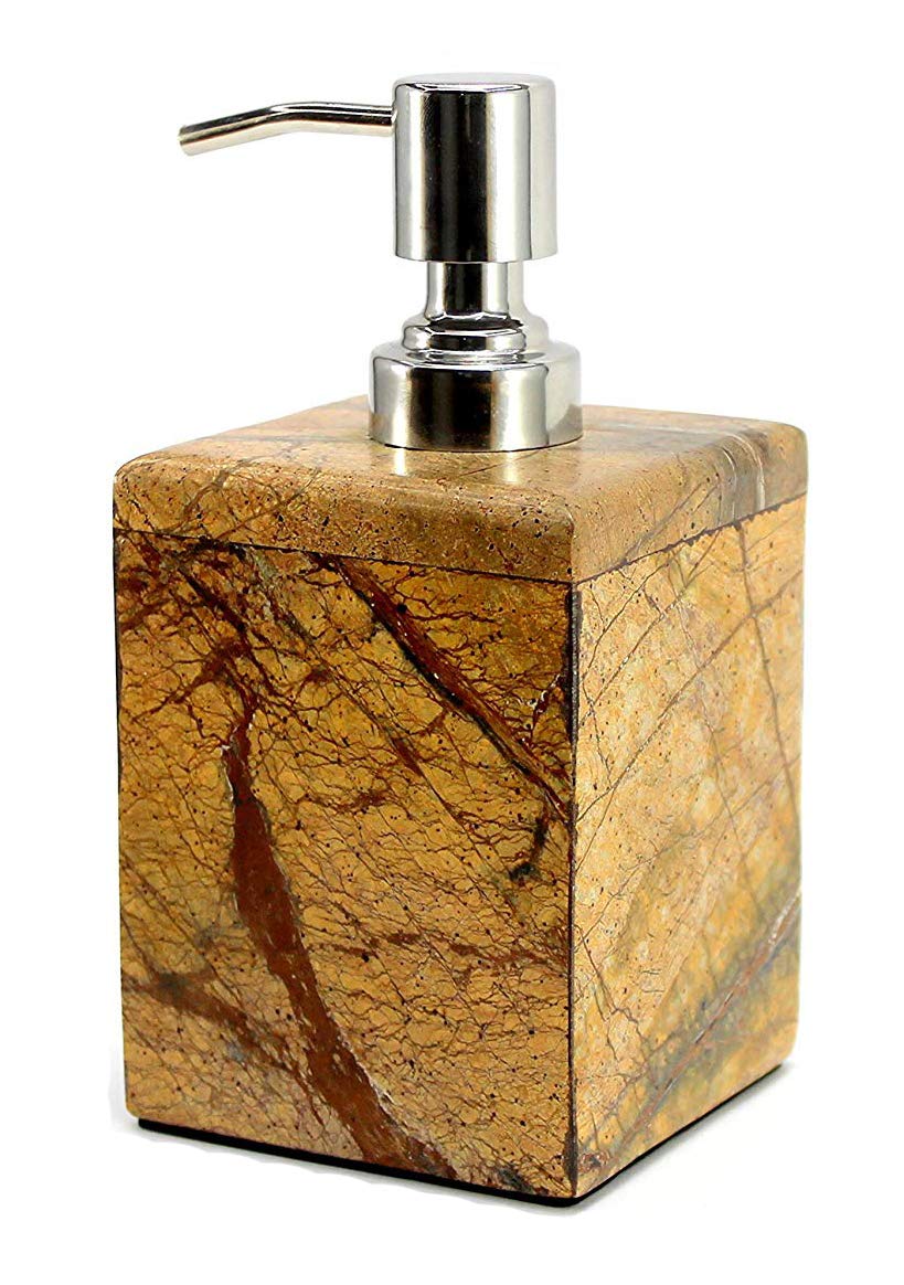 KLEO Soap Dispenser Lotion Dispenser - Made of Natural Stone - Bathroom Accessories Bath Set - Multicolour
