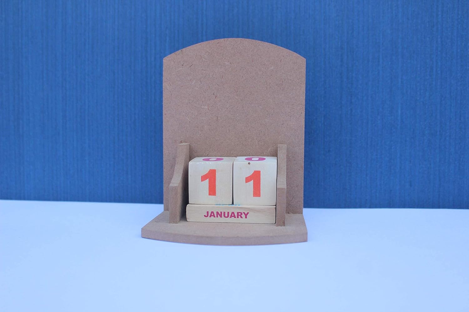 IVEI DIY MDF Perpetual Calendar Wooden Craft - MDF Mini Wooden Calendar - Plain MDF Blank Desk Calendar for Painting Wood Sheet Craft, Decoupage, Resin Artwork & Decoration (Curved, Straight)