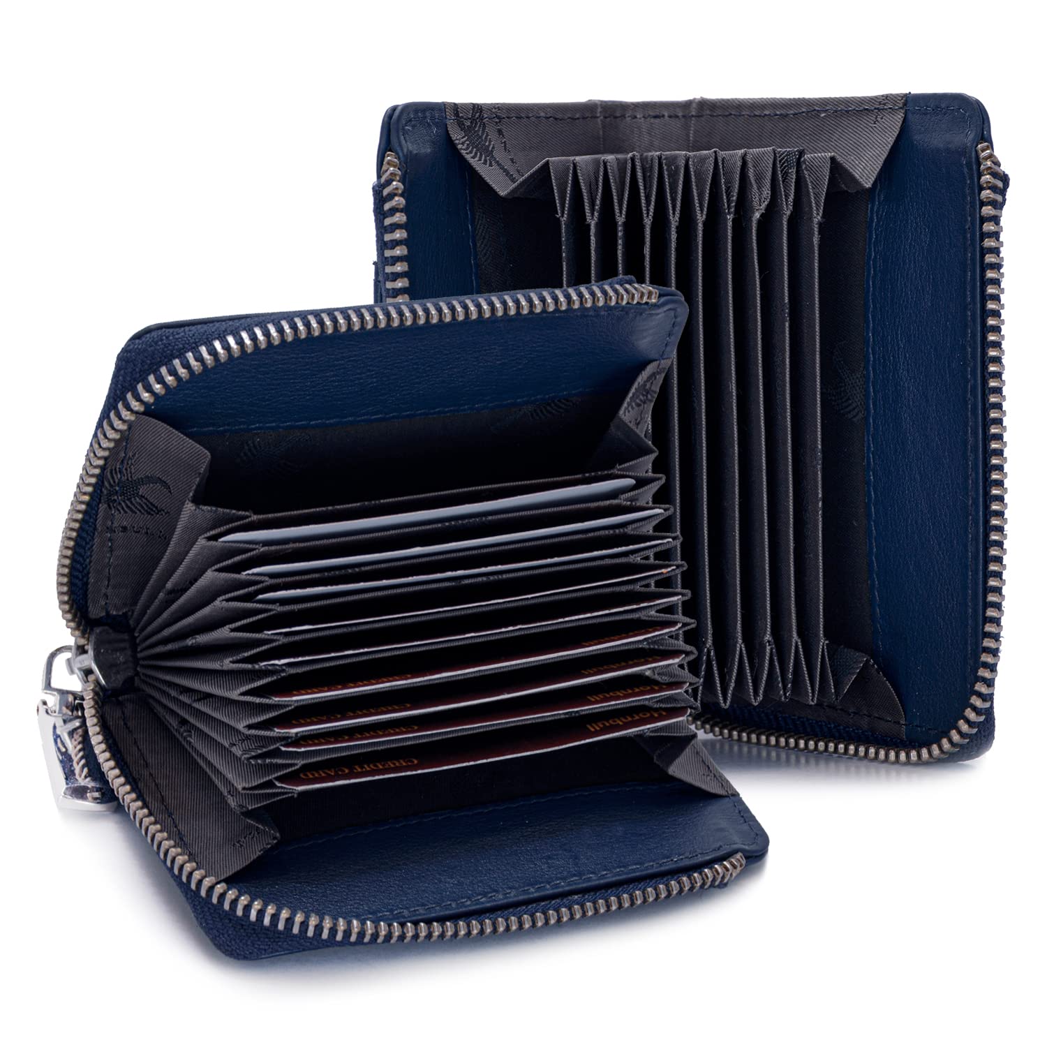 HORNBULL Steve RFID Blocking Leather Wallet for Men | Vertical Credit Debit Card Holder (Navy1)