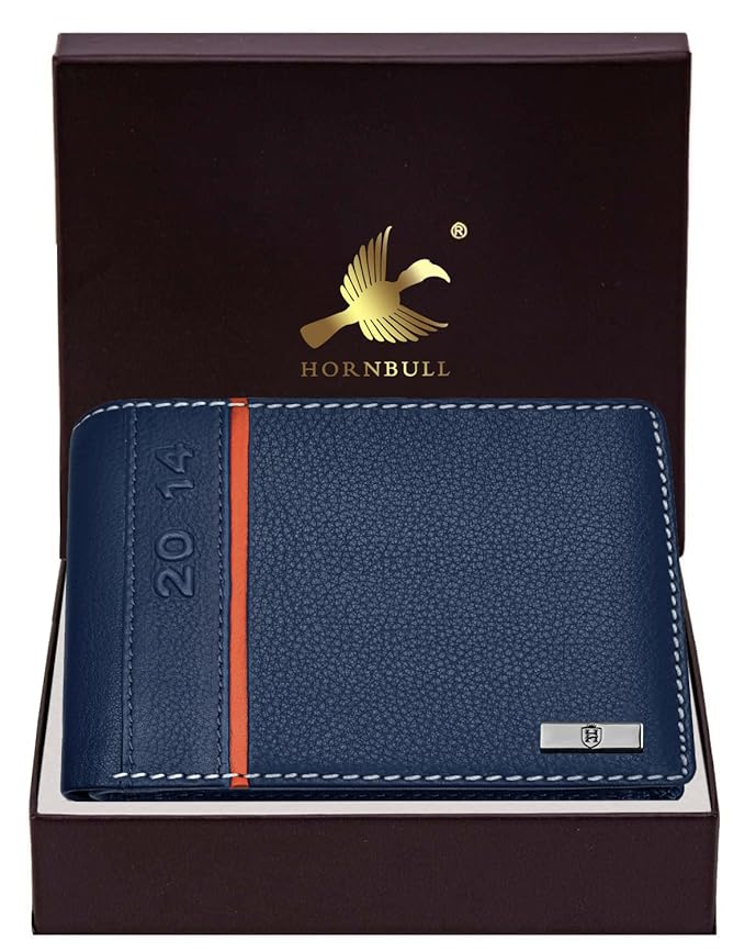 HORNBULL Miller Wallet for Men | Stylist Mens Wallet with RFID Blocking | Wallet Men Genuine Leather Navy | Gift for Men