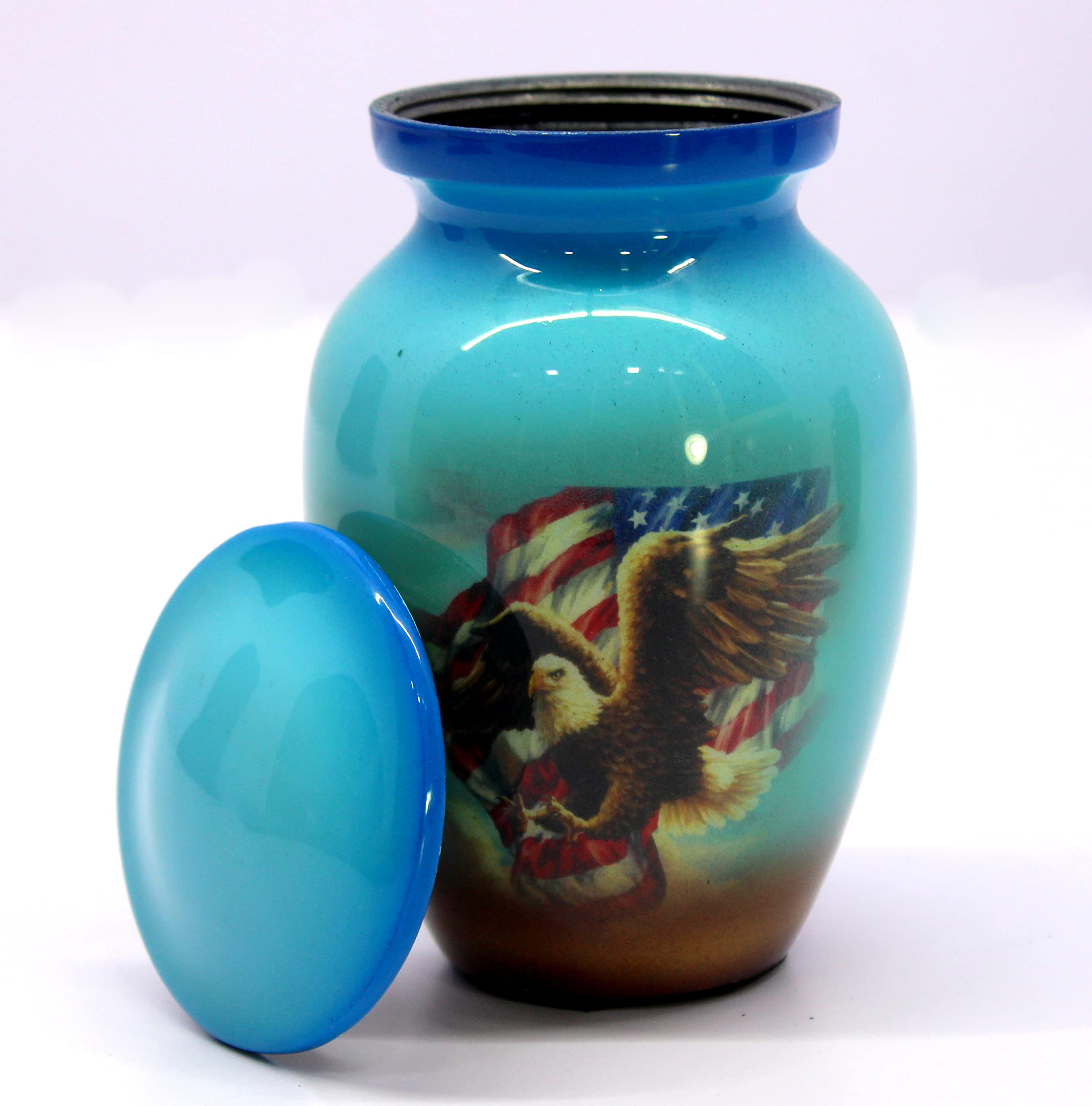 eSplanade Metal Mini Cremation Urn Keepsake Memorial Jar Pot Container - Set of 3 | Small Urns for Funeral Ashes Burial | Multi Printed Metal Keepsakes | Multicolor - 3" Inches