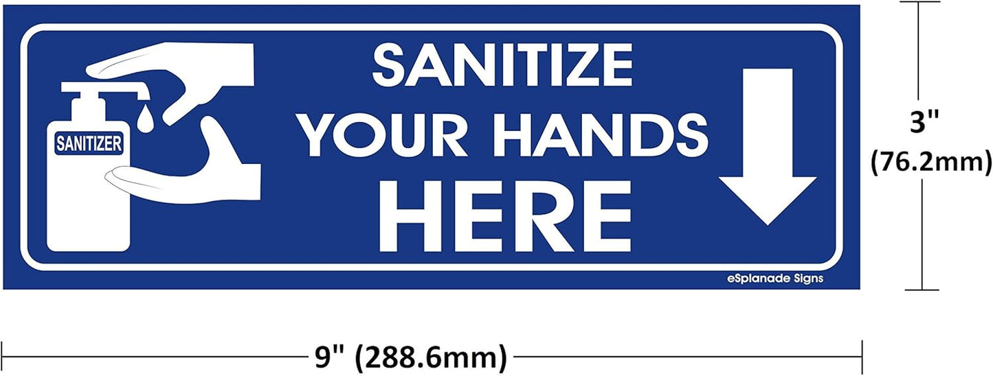 eSplanade1pc No Mask No Entry and 1pc Sanitize Sign Sticker Decal - Easy to Mount Weather Resistant Long Lasting Ink Size (9" x 3")