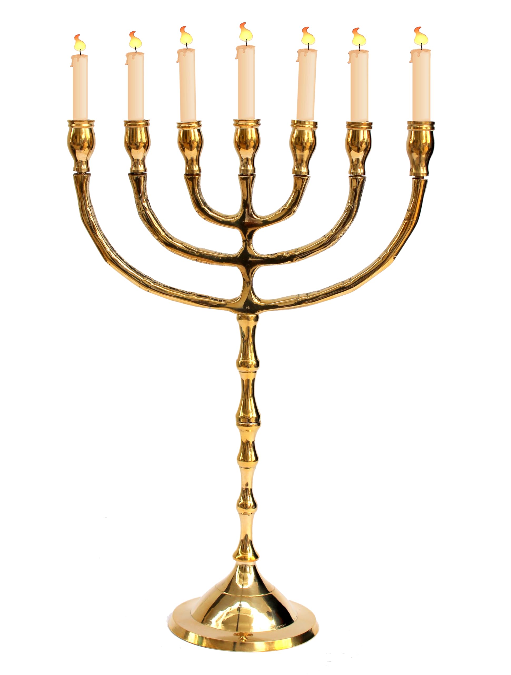 eSplanade Pure Brass Menorah 7 Branched Candle Holder | Table Centerpiece & Jewish 7 Branch Candlestick Candle Holder for Home Decor,Wedding,Church,Diwali Decoration and Gifting