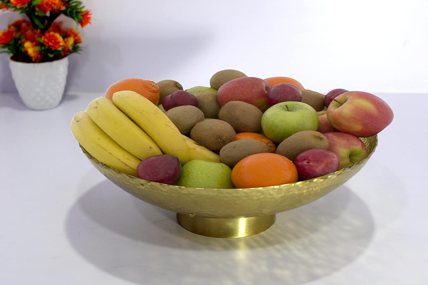 eSplanade - Ethnic Decorative Metal Urli Traditional Bowl - Fruits/Dry Fruits Bowl Showpiece for Dining/Drawing Room - Home Decor | 9.5" Inches Dia.-Small