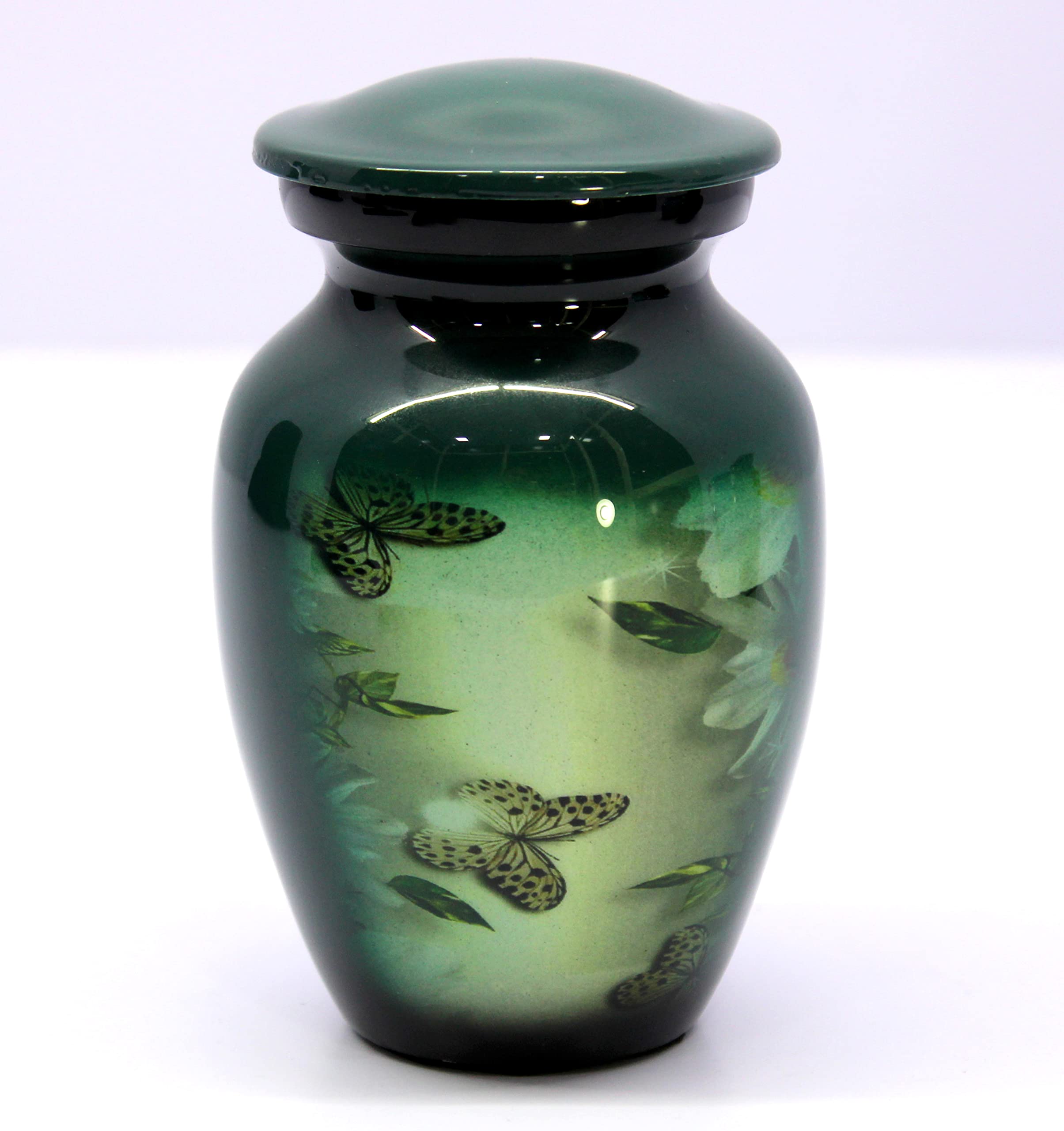 eSplanade Mini Cremation Urn Memorial Jar Pot Container | Small Metal Urn for Funeral Ashes Burial | Wolves with Moon Printed Metal Keepsake | Black - 4.5" Inches