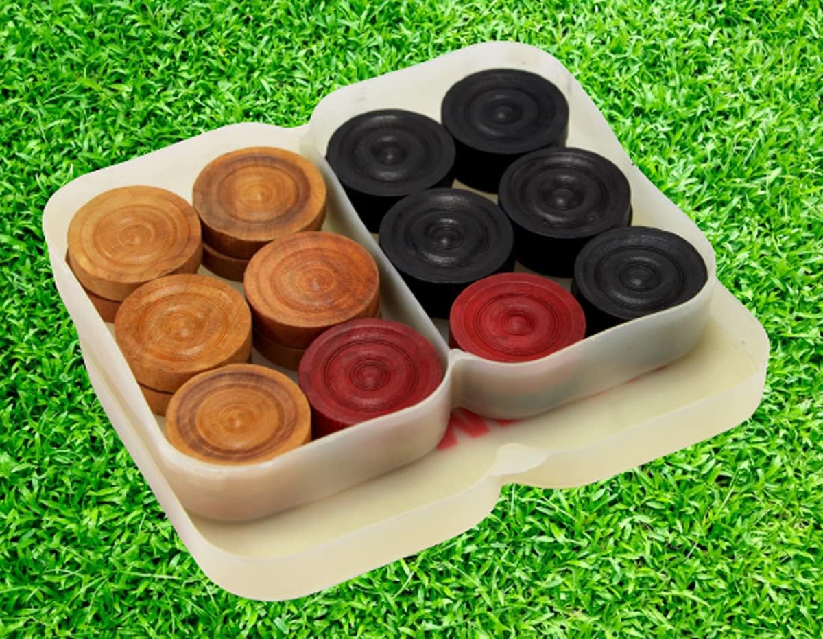StonKraft Wooden Carrom Coins Pieces with Plastic Box (No Striker) - 24 Coins Pieces