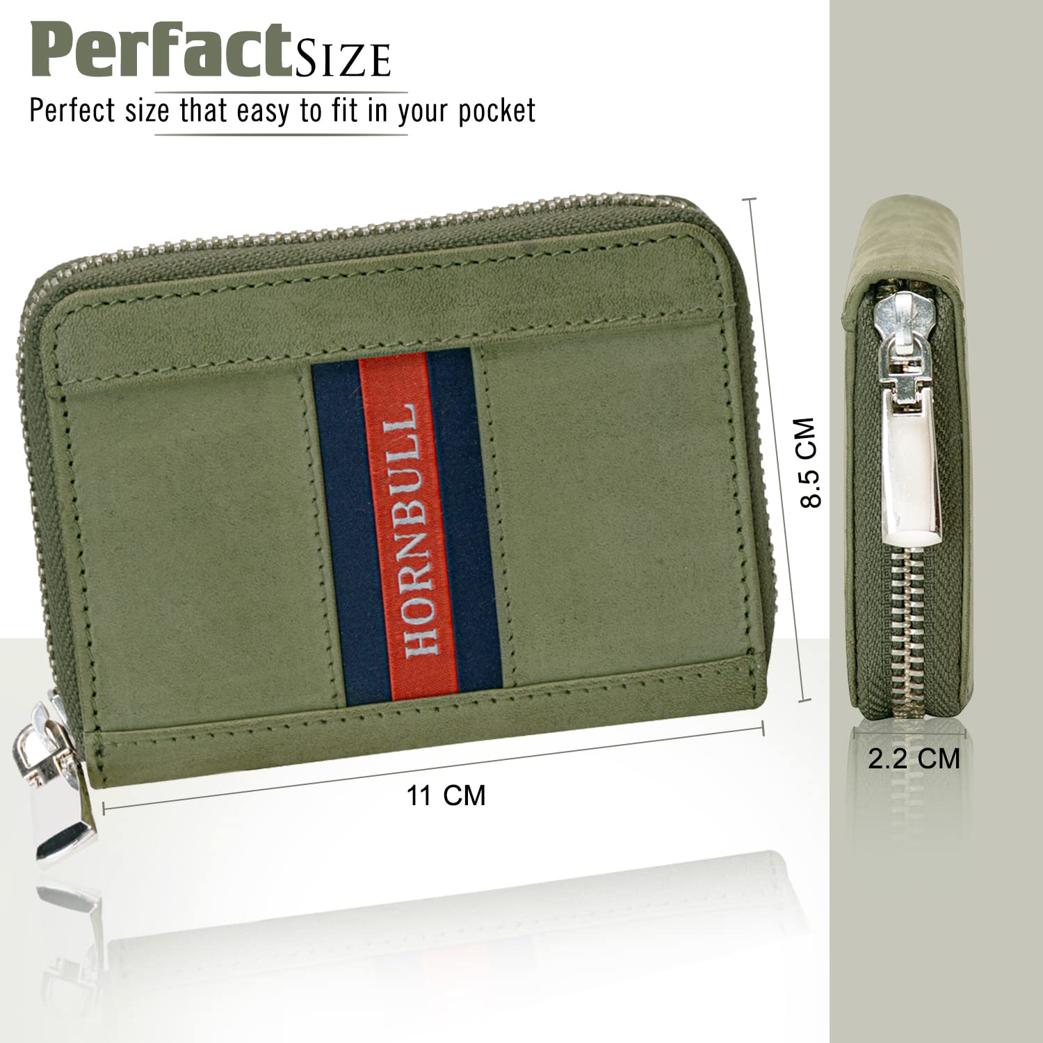 HORNBULL Dixon Green RFID Blocking Leather Wallet for Men | Vertical Credit Debit Card Holder