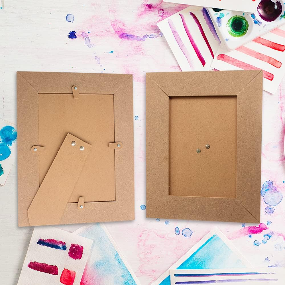 IVEI MDF Recycled Wood Plain Photo Frame - Set of 2 - DIY Activity Do-it-Yourself Decoupage - Brown - 8.5" Inches