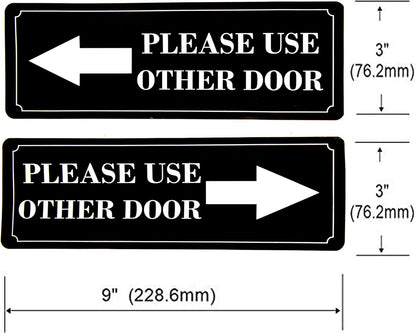 eSplanade PLEASE USE OTHER DOOR/Different Door Sign Sticker Decal - Easy to Mount Weather Resistant Long Lasting Ink Size (9" x 3")