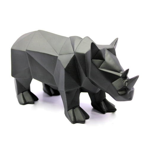 eSplanade Resin Rhino Rhinoceros Sculpture Figurine Showpiece | Decorative Items - Home Decor | Black - 10