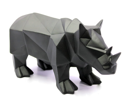 eSplanade Resin Rhino Rhinoceros Sculpture Figurine Showpiece | Decorative Items - Home Decor | Black - 10" Inches Length