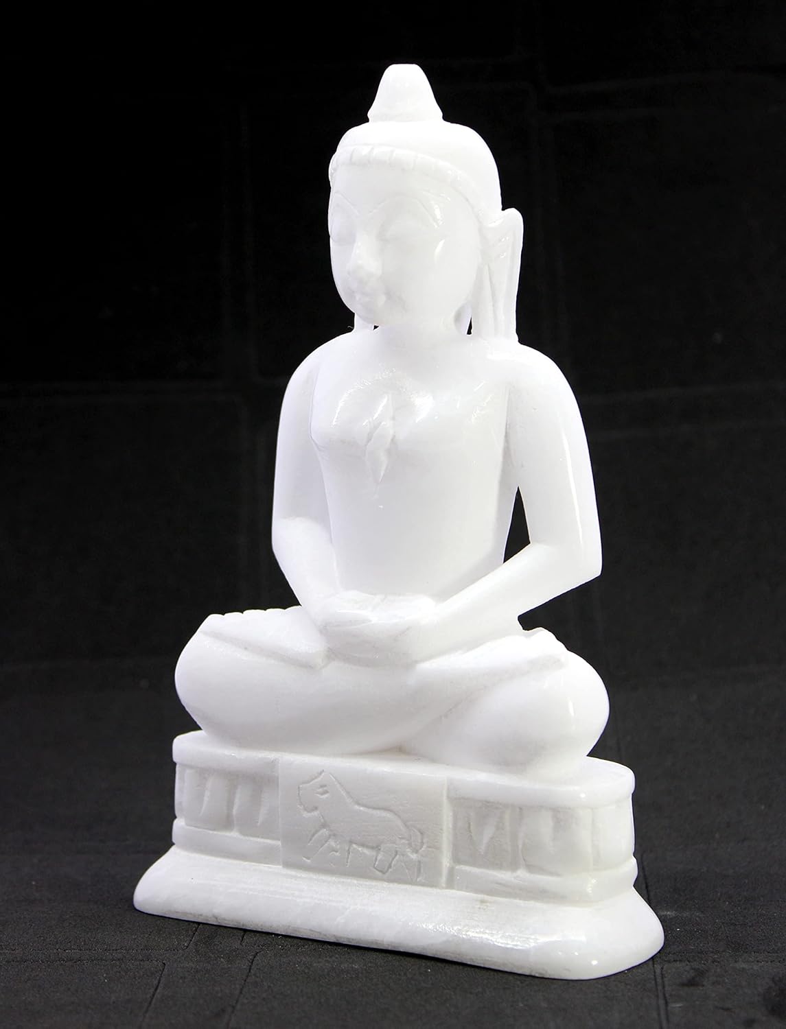 eSplanade Mahaveer Jain Mahavir Swami Murti Statue Idol Sculpture - Marble Stone - 6.5" Inches - White