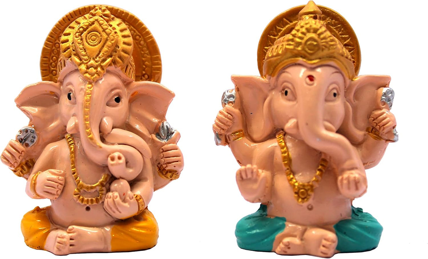 eSplanade Resin Ganesha Ganesh Idol Murti Figurine Statues - Set of 4 | Home Décor - Car Dashboard | Multicolour - 2" Inches (Small)