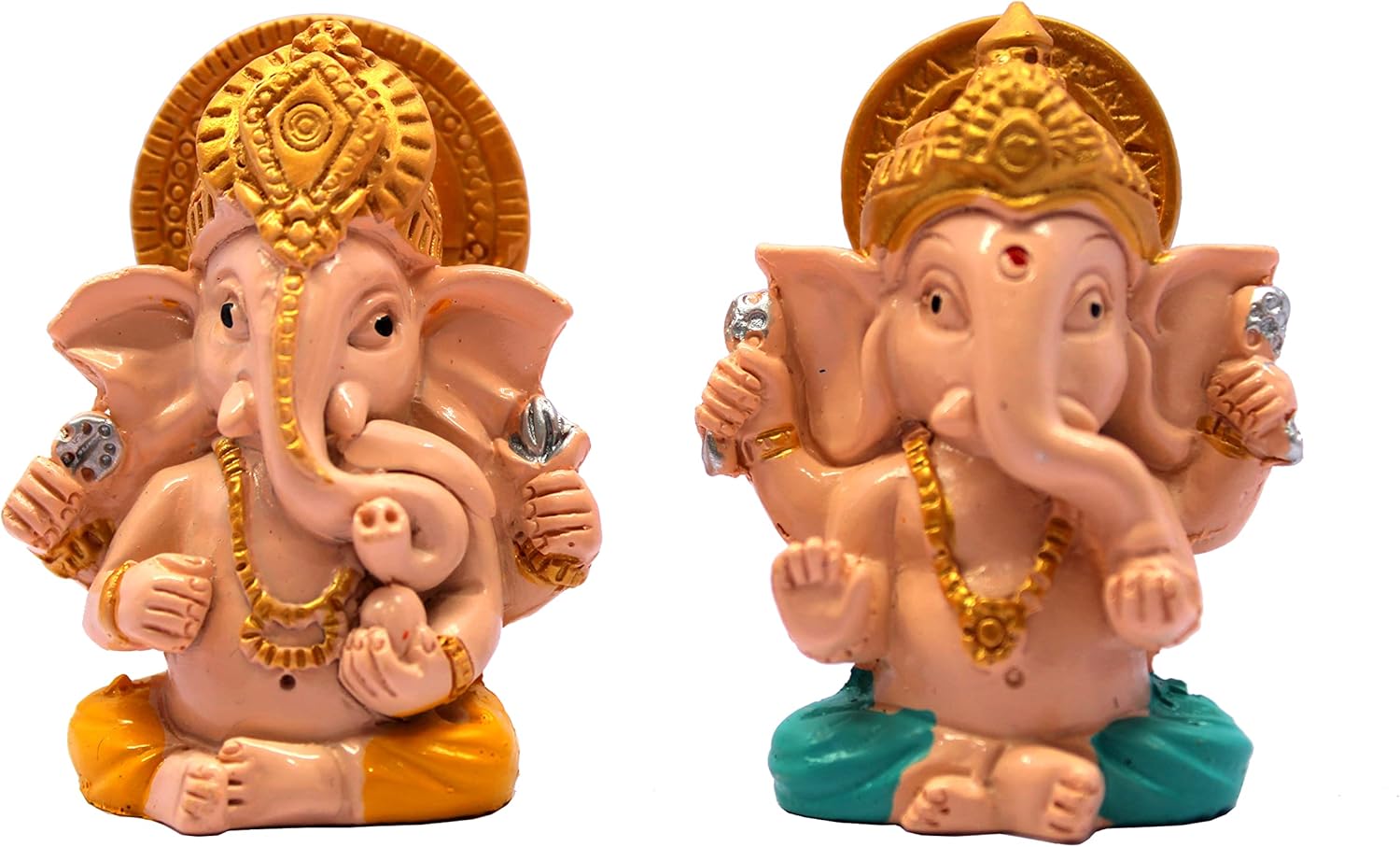 eSplanade Resin Ganesha Ganesh Idol Murti Figurine Statues - Set of 4 | Home DŽcor - Car Dashboard | Multicolour - 2" Inches (Small)