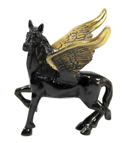 eSplanade Brass Flying Angel Horse Pegasus Showpiece Figurine Sculpture - Decorative Items - Home Decor - Black - 6" Inches (Length)