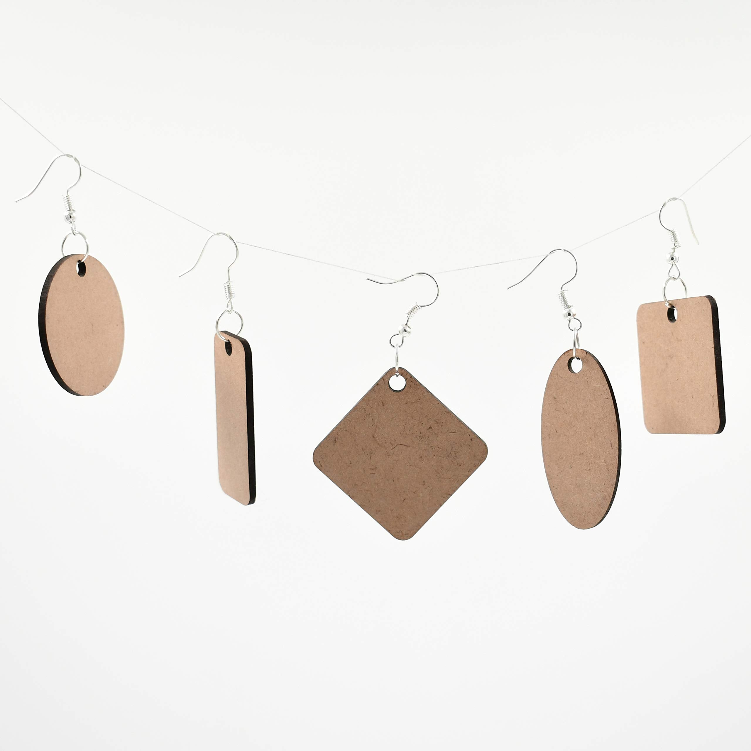 IVEI DIY MDF Earrings Wood Sheet Craft - MDF Cutouts Fancy & Basic Earrings - Plain MDF Blanks Cutouts - Set of 5 for Painting Wooden Sheet Craft, Decoupage, Resin Art Work & Decoration