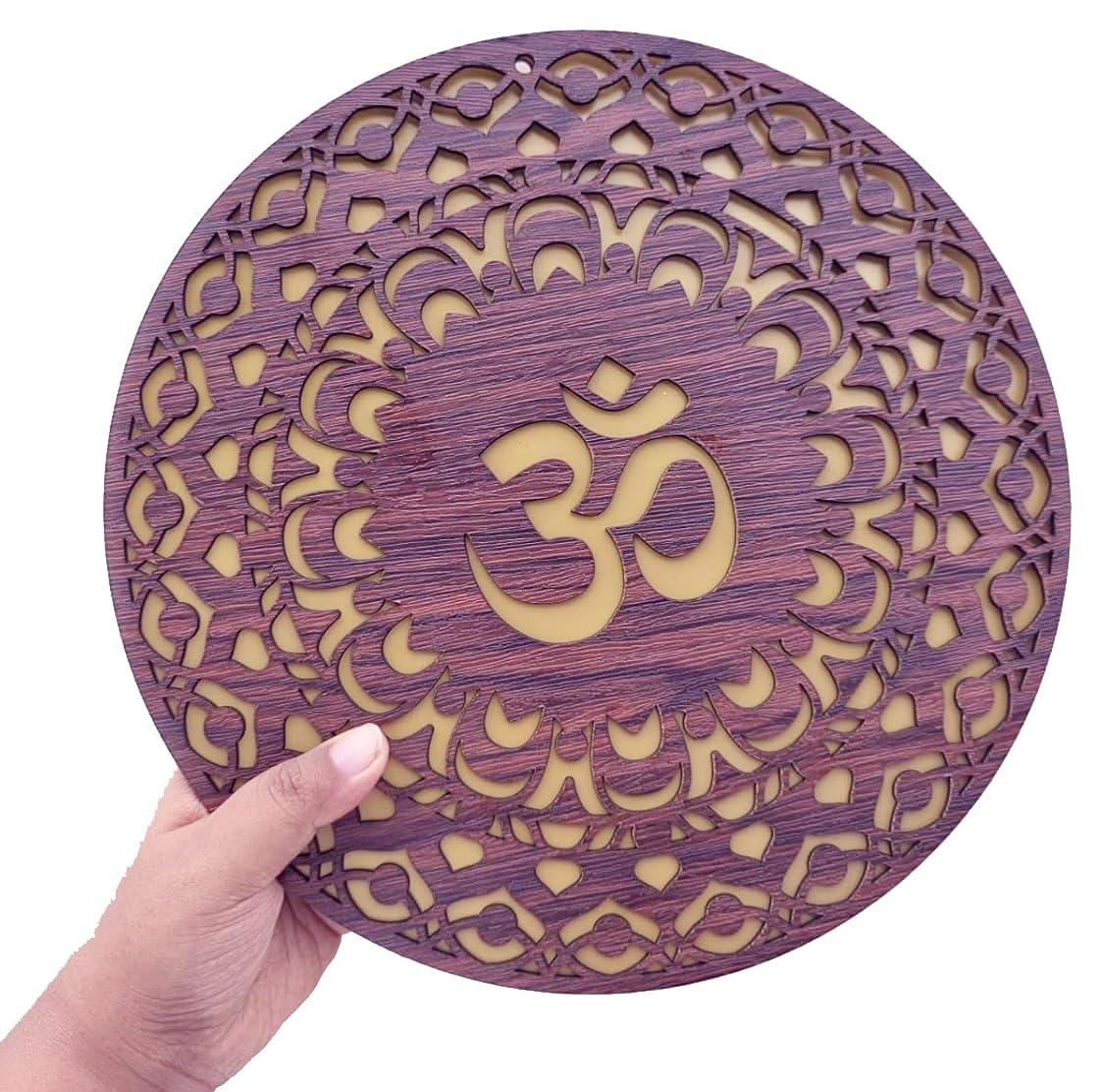 ESPLANADE Wood Wall Hanging- Satiya, Om, Ganesh & Mandala Home Decoration Items for Living Room, Wall Decor Items, Decor for Home and Office - 12in