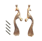 eSplanade - Designer Pair of Brass Door Handles (2 pcs) | Handle-Sets | Door Decor | Brass Door Pulls - Peacock Shaped