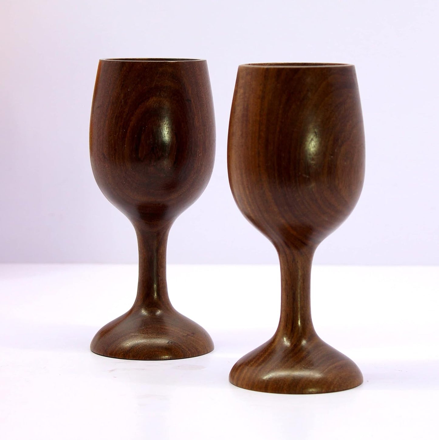 KLEO Wooden Wine Glass Goblet Champagne Flutes Coupes Glasses - Set of 2-250 ml - Wood - 6.9" Inches Height - Brown