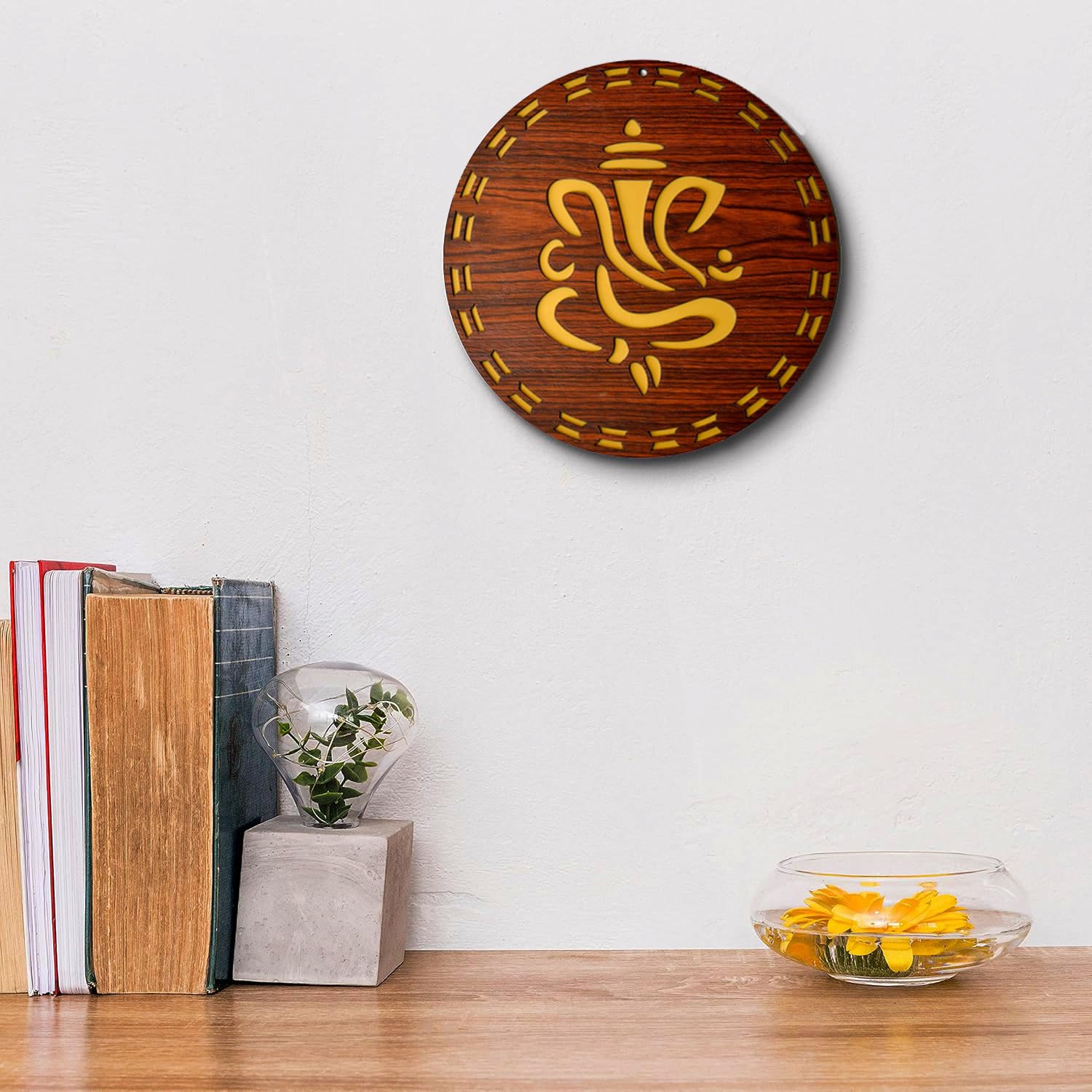 ESPLANADE Wood Wall Hanging- Satiya, Om, Ganesh & Mandala Home Decoration Items for Living Room, Wall Decor Items, Decor for Home and Office - 12in