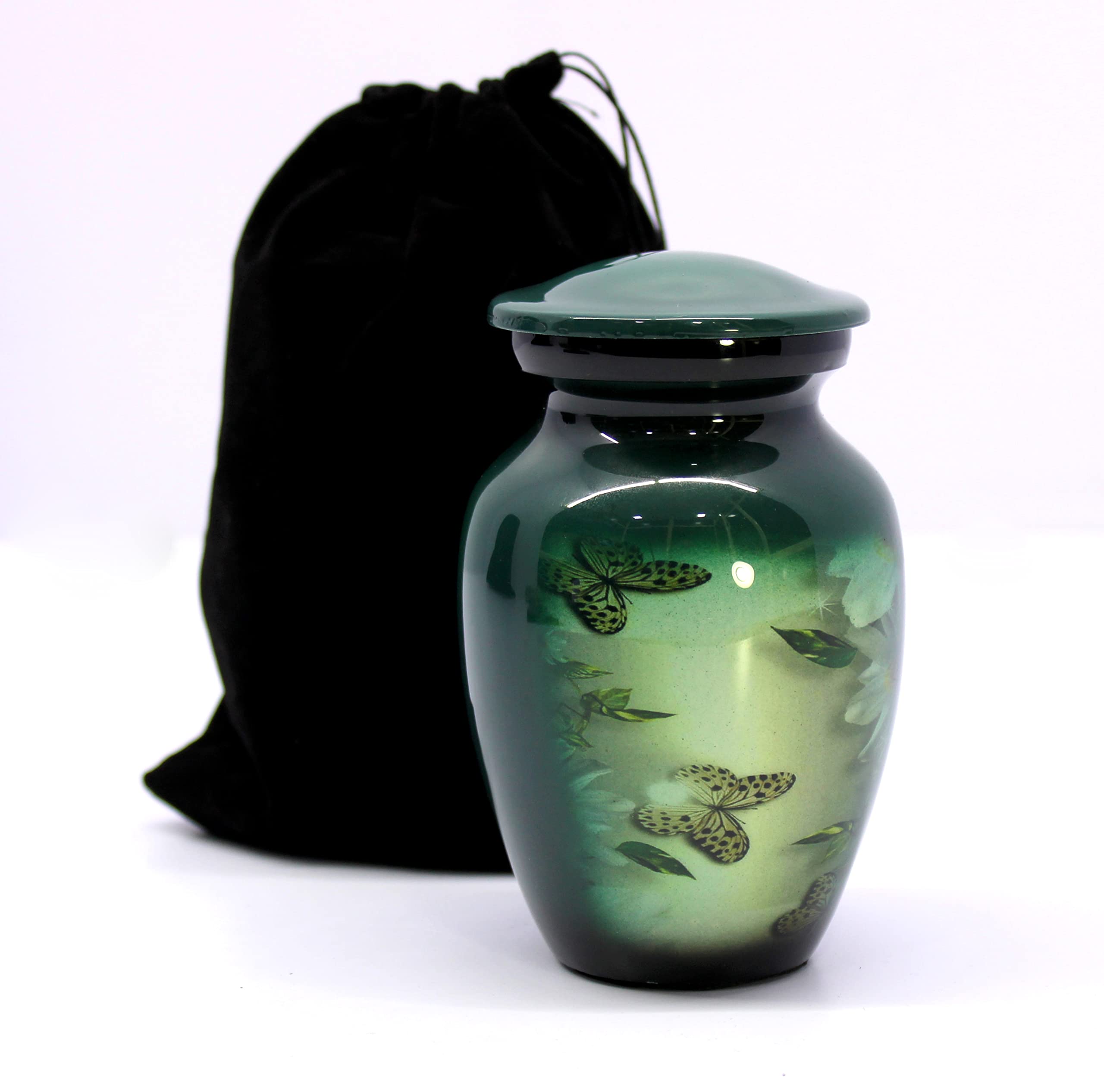 eSplanade Mini Cremation Urn Memorial Jar Pot Container | Small Metal Urn for Funeral Ashes Burial | Wolves with Moon Printed Metal Keepsake | Black - 4.5" Inches