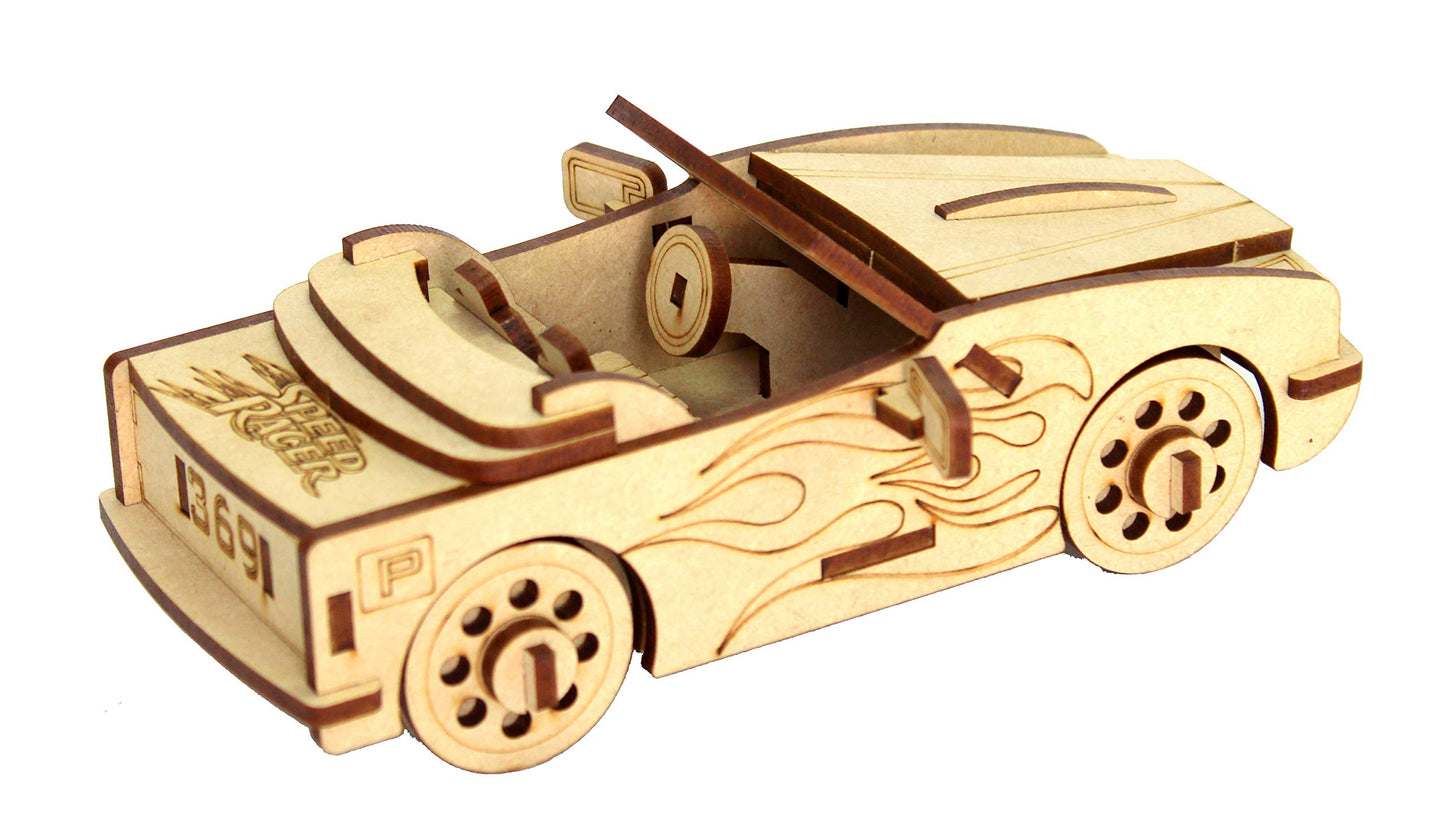 StonKraft 3D Wooden Puzzle Car - Wooden, DIY Kit, Build Your own, Construction Toy, Modeling Kit | MDF Toys Car