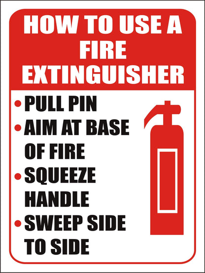 eSplanade How to use Fire Extinguisher Sign Sticker Decal - Easy to Mount Weather Resistant Long Lasting Ink (Size 12"x9")